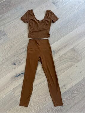 Lululemon Align Brown Active Leggings & Scoop Neck Crop Top Set